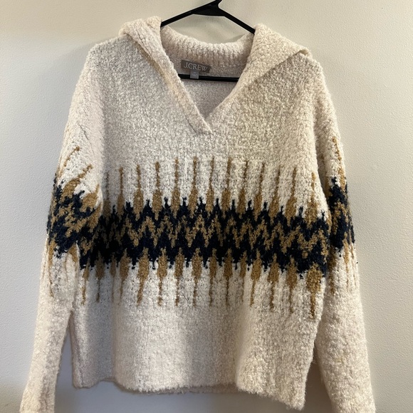 J.CREW JOHNNY COLLAR FAIR ISLE SWEATER BOUCLE’ YARN - Picture 11 of 12